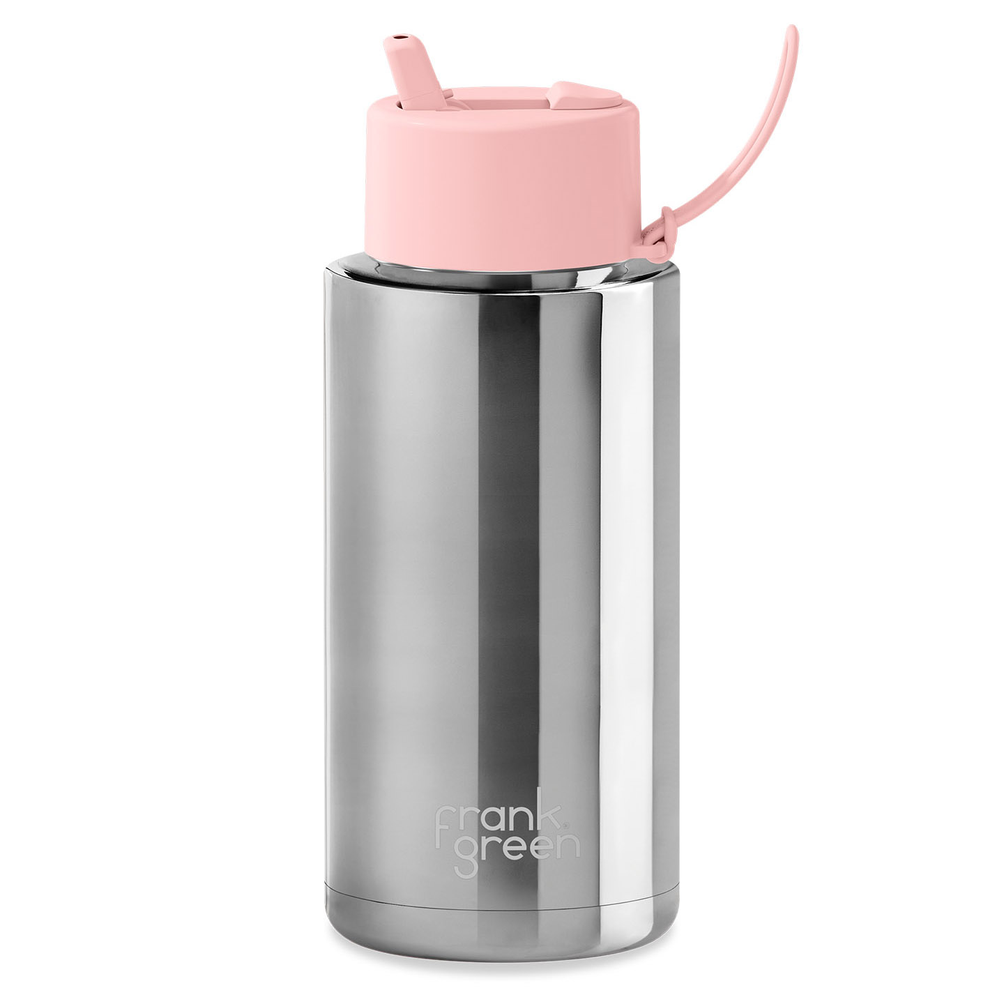 frank green 34oz Ceramic Bottle With Flip Straw Lid Silver Blushed Chrome